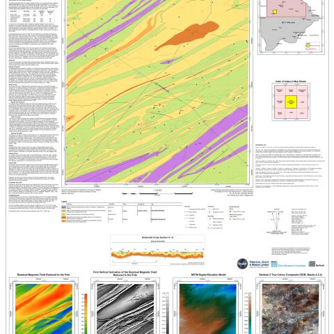 1:125 000 scale - Pre-Kalahari Geological Interpretation 2122A North Ghanziland